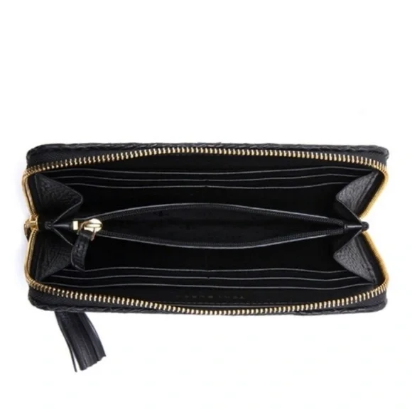 TORY BURCH Taylor Continental Wallet, Black Pebble Leather - Picture 6 of 12